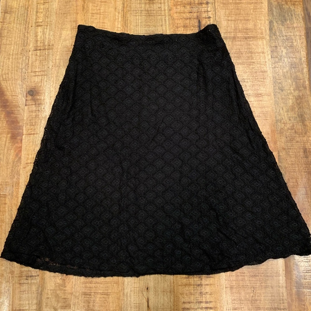 Dress Barn Black Lace detailed A-line Skirt Large Halloween Fall Witch